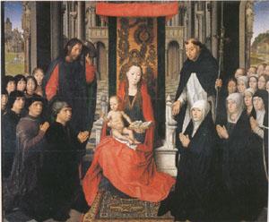 Hans Memling The Virgin and Child between st James and St Dominic (mk05) Sweden oil painting art